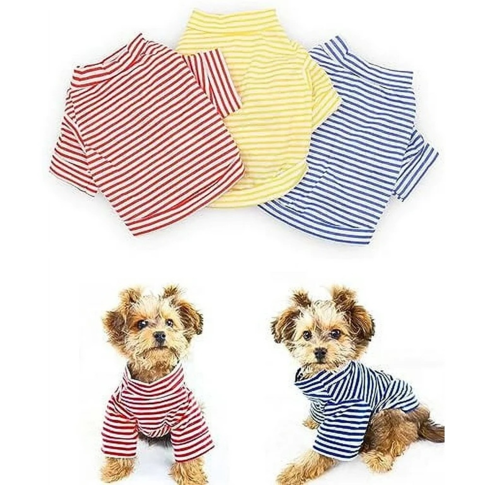 Pack of 3 Adorable Dog Striped Outfits for Small Dog. Size XS. NIB.